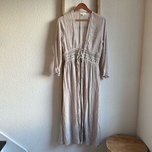 Rebellion Again Clay Tie Front Long Duster sz: M